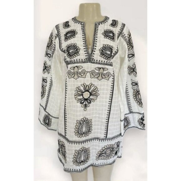 ZARA COTTON SHORT EMBROIDERED TUNIC KAFTAN DRESS Sizes Medium - Picture 6 of 16